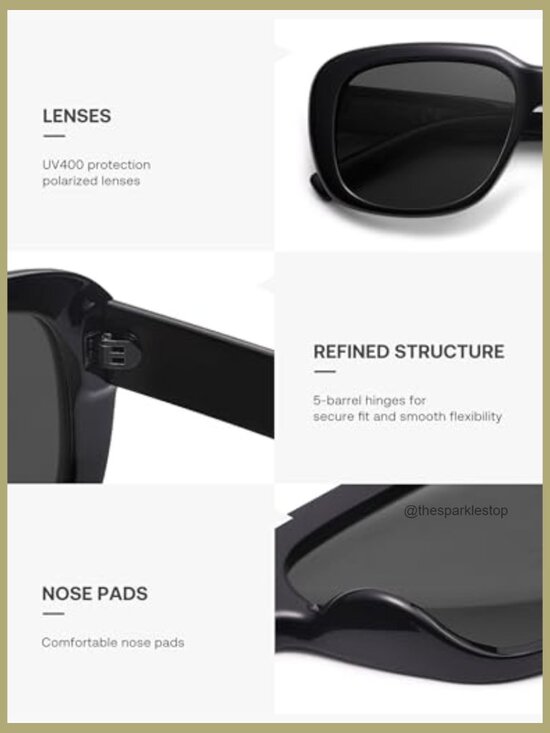 Classic Thick Rectangle Polarized Sunglasses with UV400 Protection main image 6
